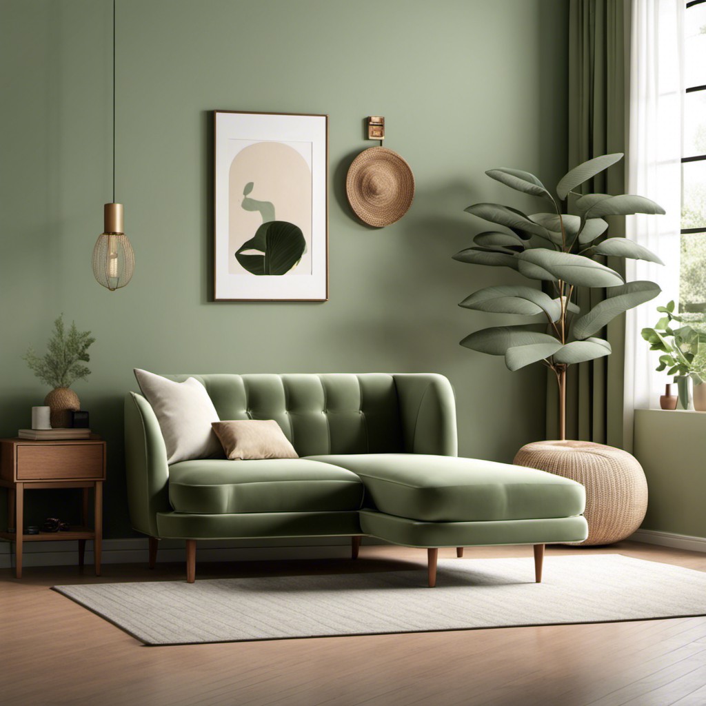 sage green couch with chaise lounge