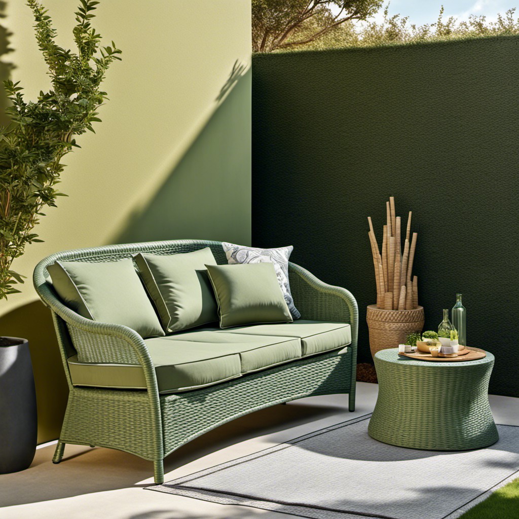sage green rattan outdoor sofa