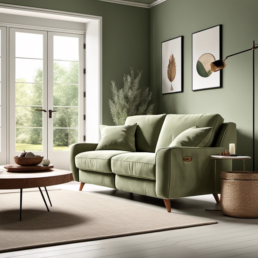 sage green reclining sofa