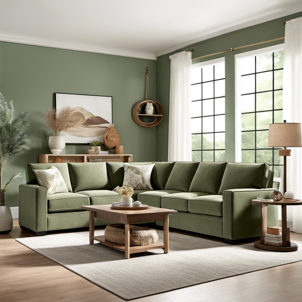 sage green sleeper sectional couch