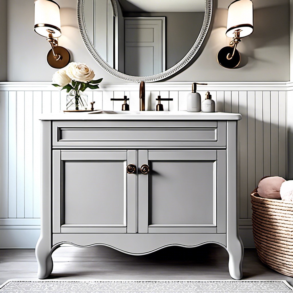 scalloped light gray vanity for a feminine touch