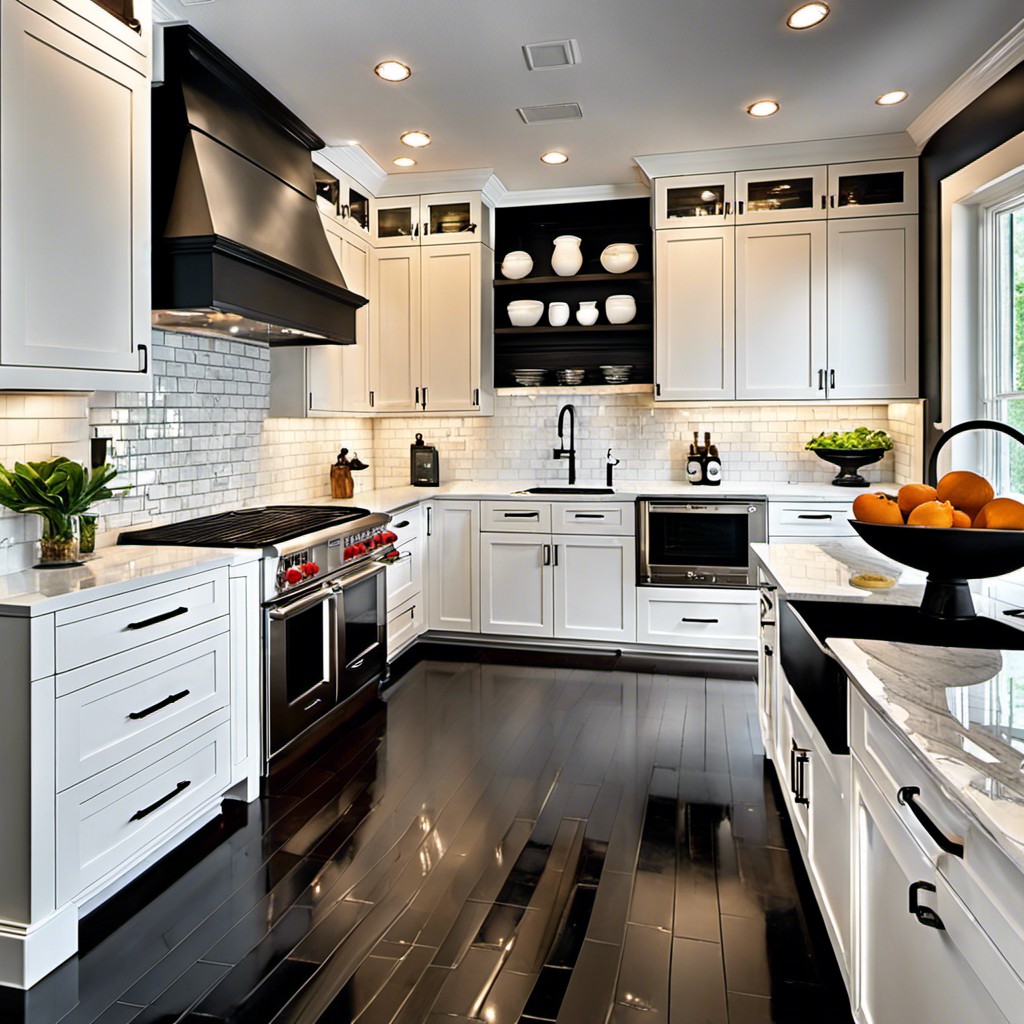 shiny subway tile backsplash