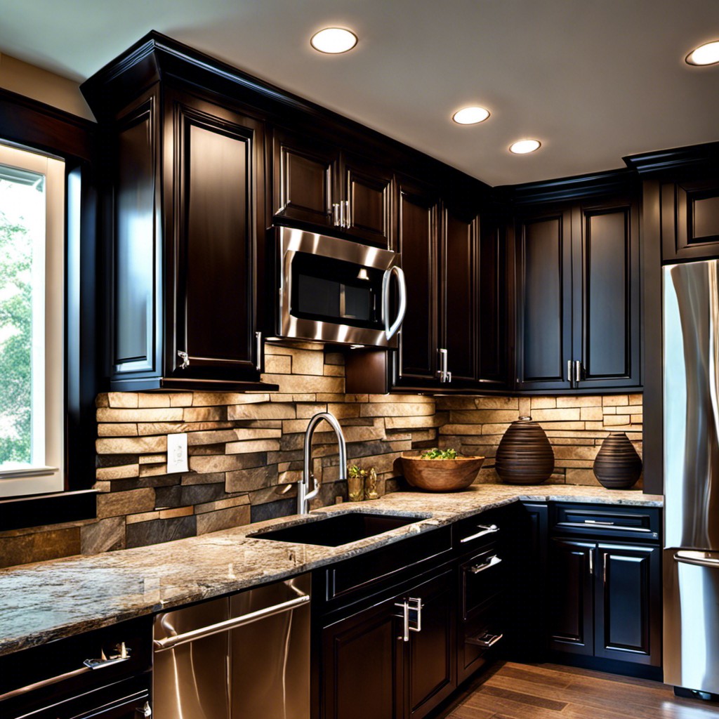 stacked stone backsplash