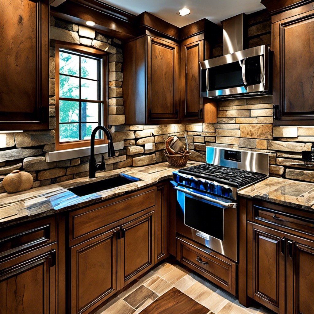 stone veneer backsplash