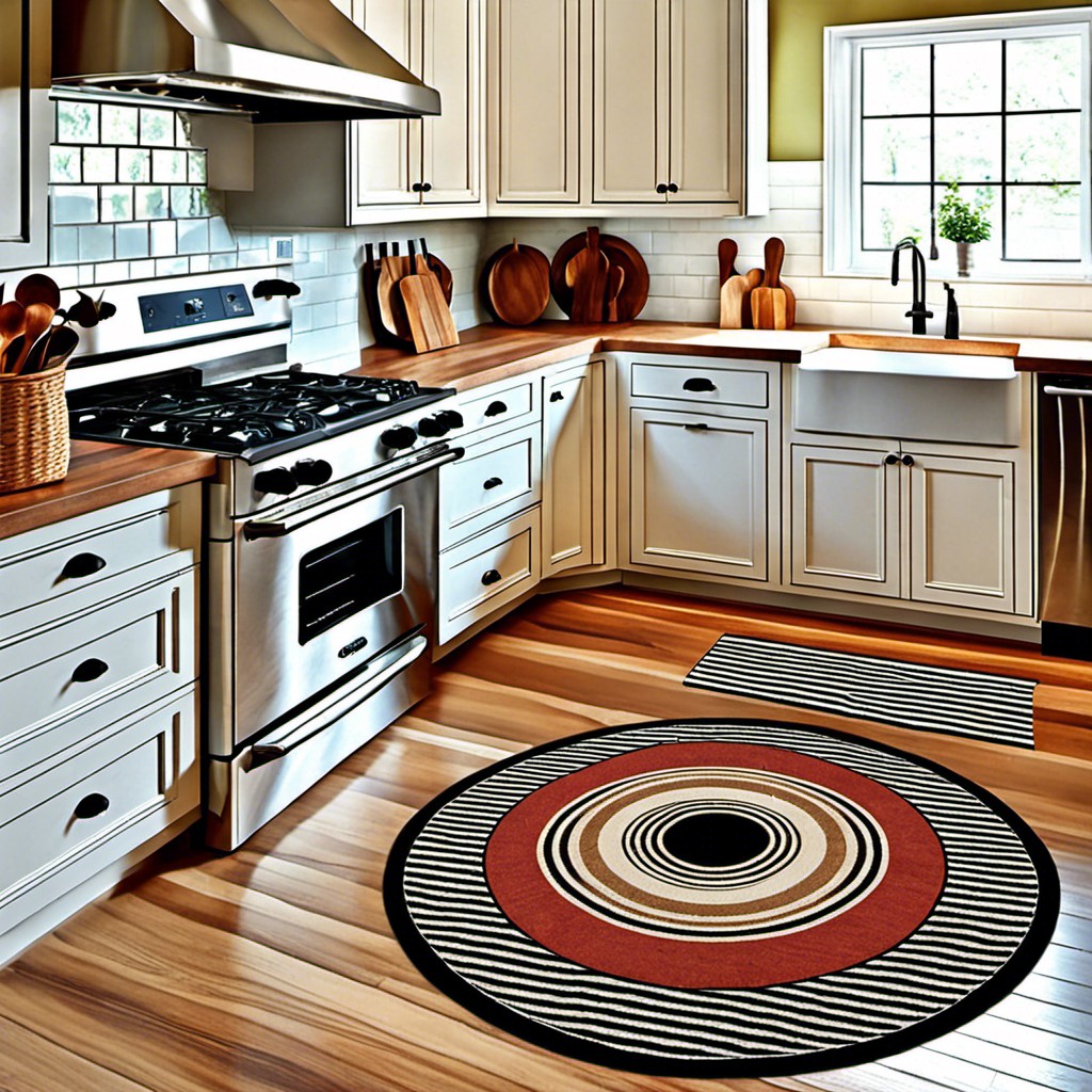 striped circle kitchen rug