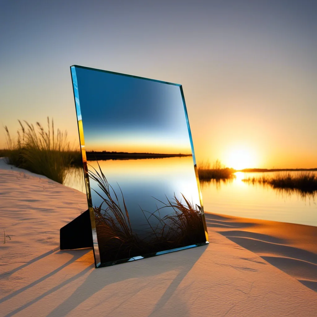 sunrise themed painted glass mirror