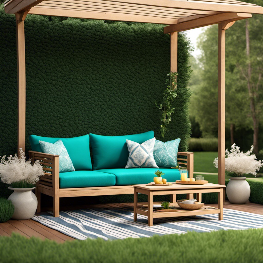 teal outdoor patio sofa