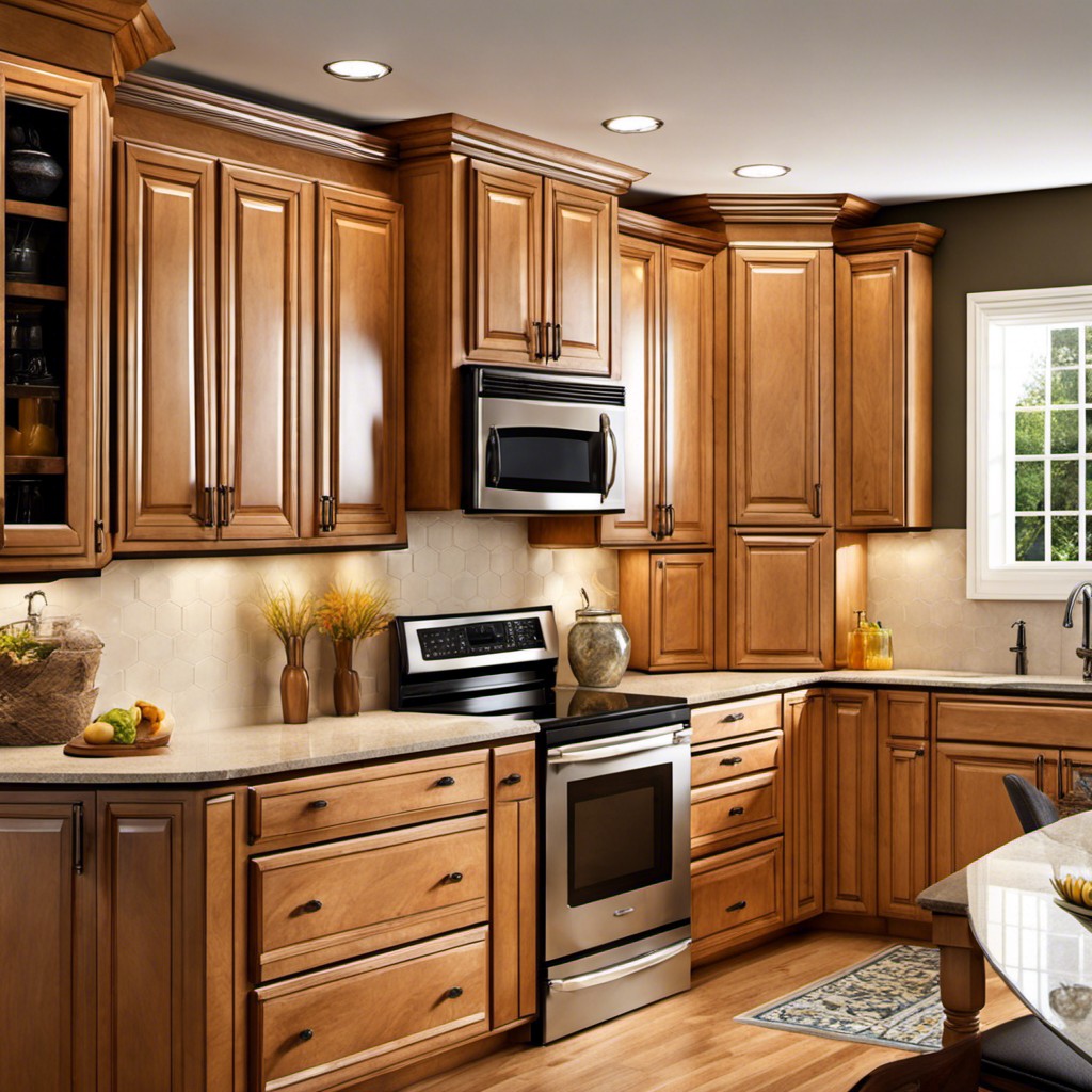 traditional kitchen design with honey maple cabinets