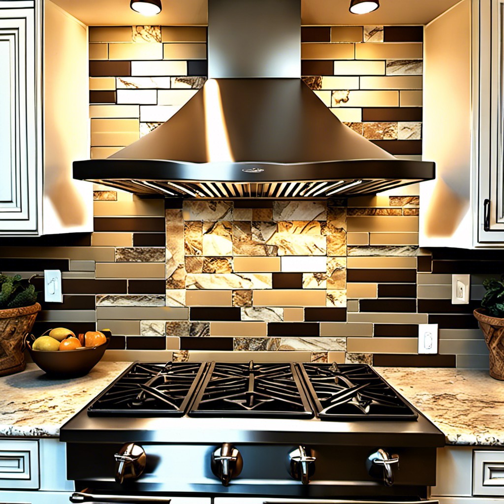 tuscan style tumbled stone backsplash