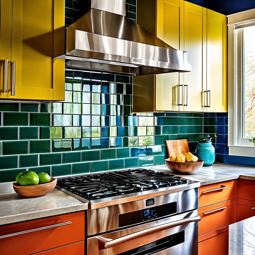 vibrantly colored subway tiles