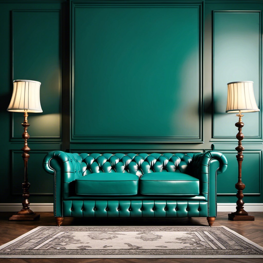 vintage style chesterfield in teal