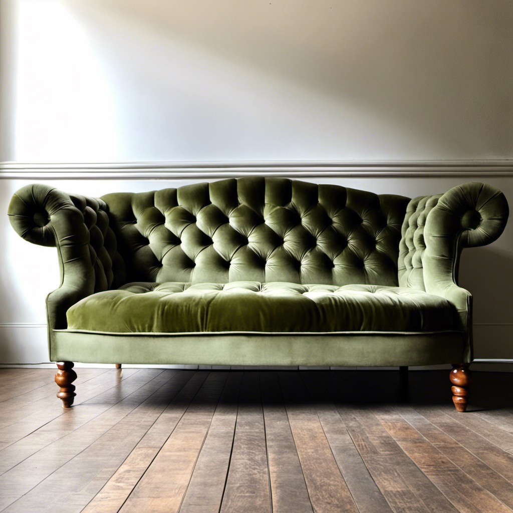 vintage tufted sage green couch