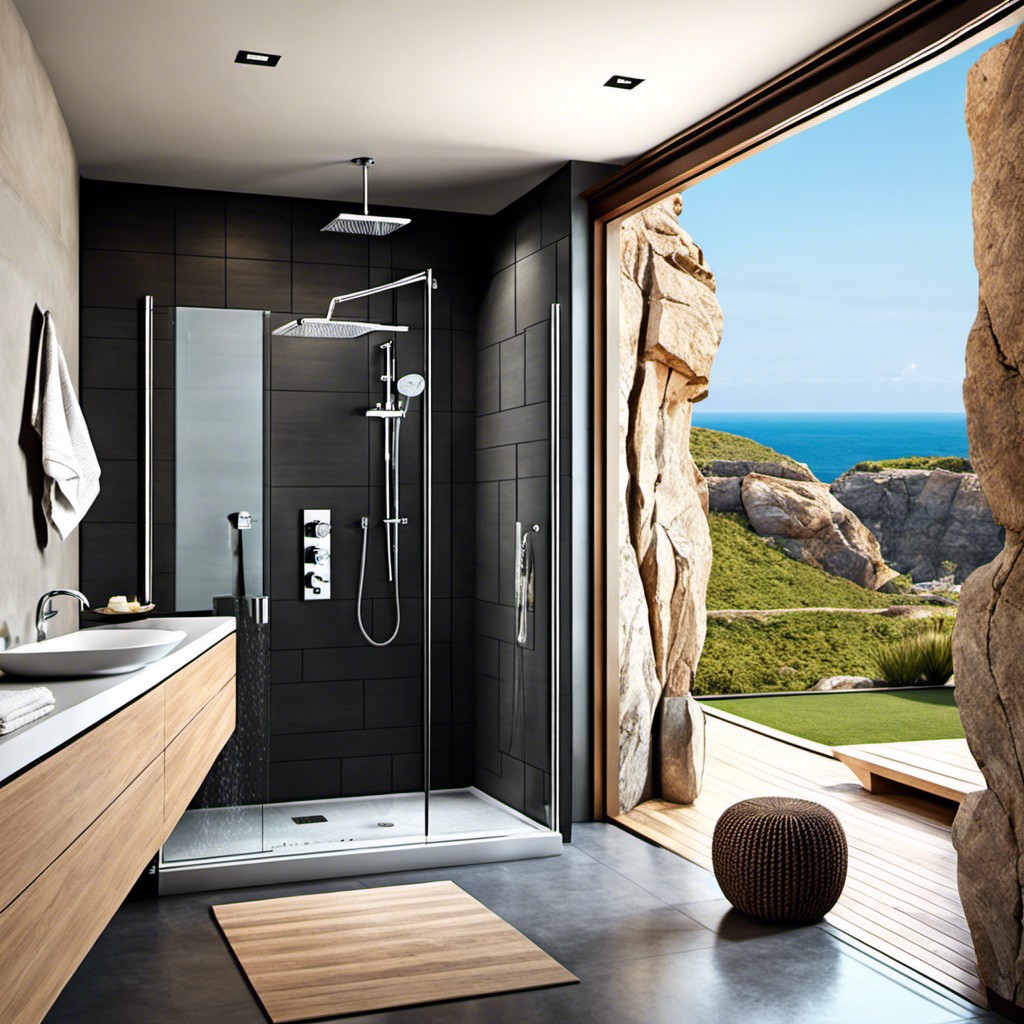 walk in showers with cliff views