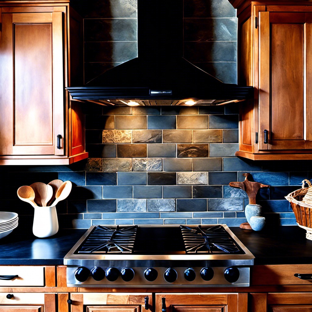 weathered bluestone backsplash