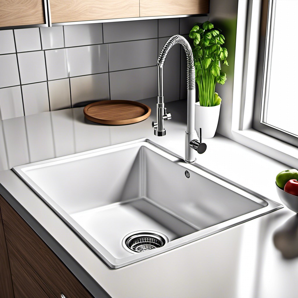 white sink with drainboard