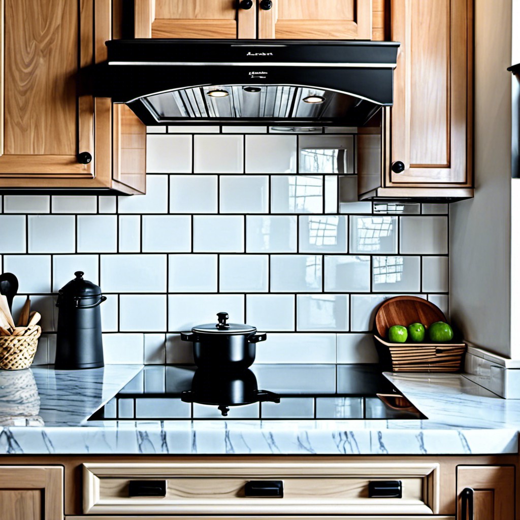 white subway tiles with black grout