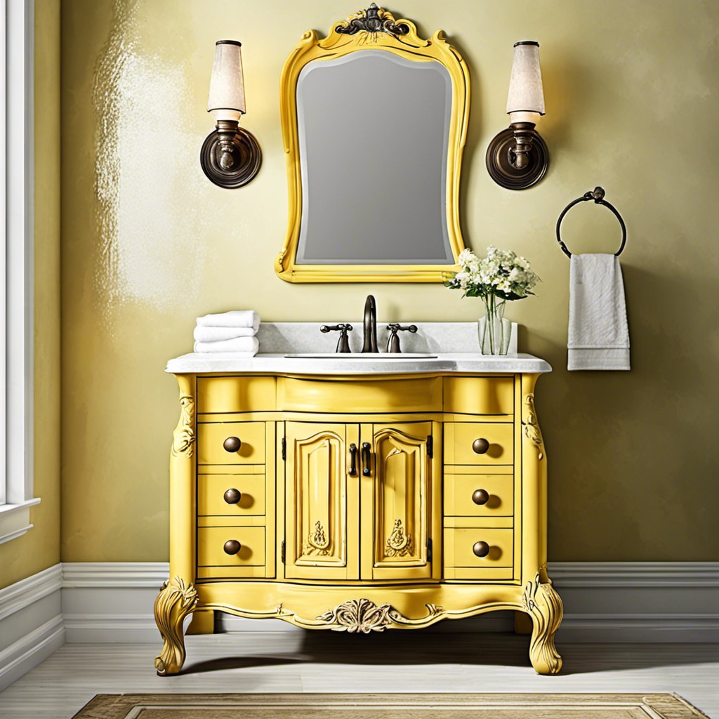 yellow distressed vintage vanity