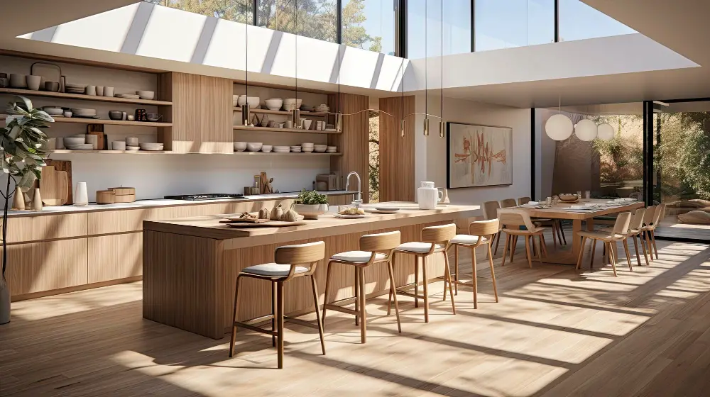 Balancing Functionality and Aesthetics Wooden Chairs and Stools Skylights Kitchen Glass