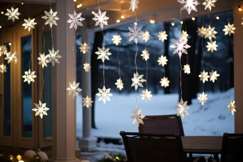 Place Lighted Snowflakes on Window Sills and Doorways