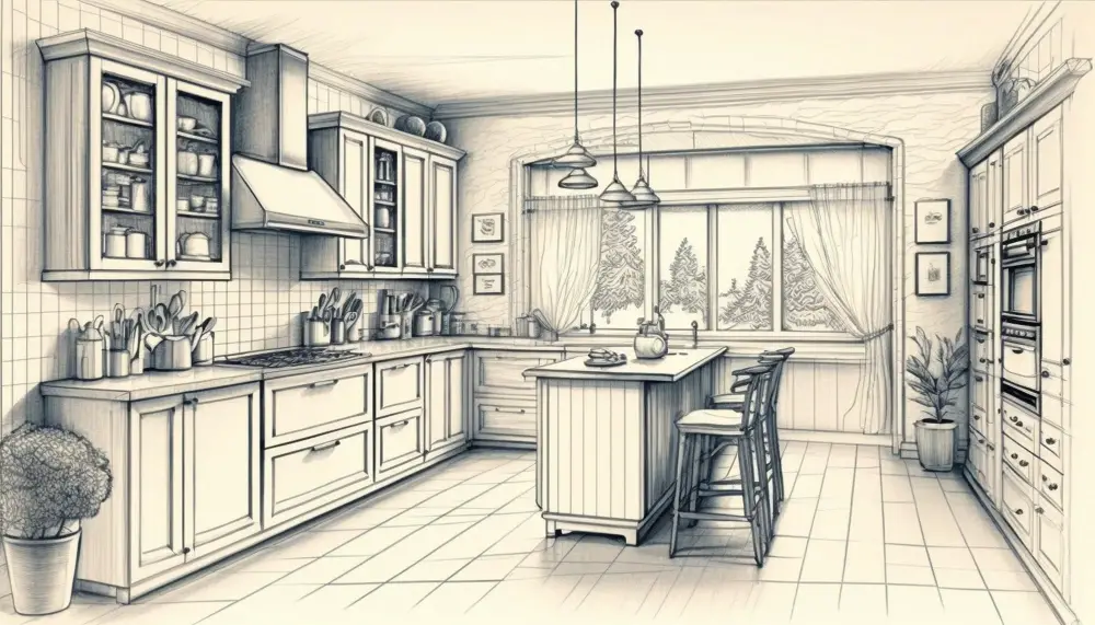 Planning for Kitchen Appliances Draw Sketch
