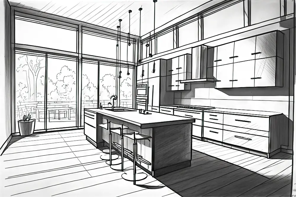 Sketching Kitchen Cabinets and Countertops