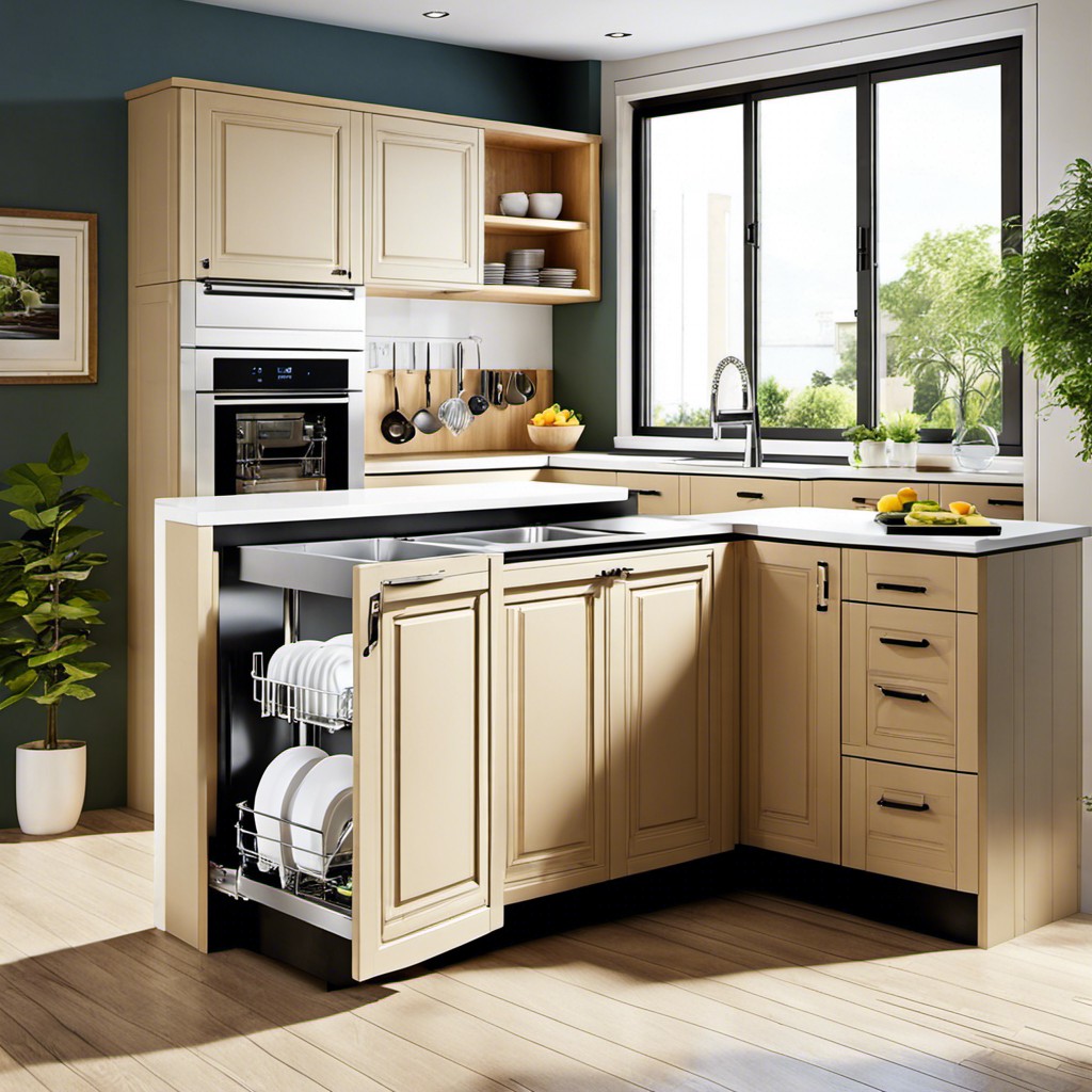 accommodate a compact dishwasher sink and food prep area in a small island