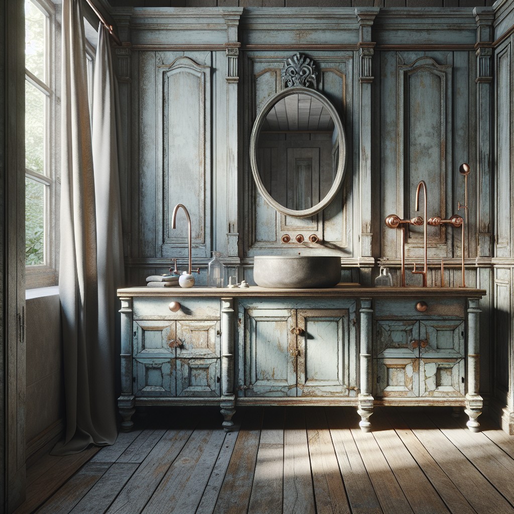 achieving a rustic look with distressed blue cabinets