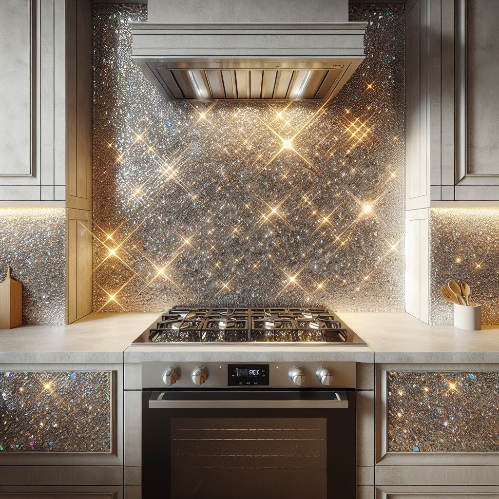 add some sparkle glittered glass backsplash ideas