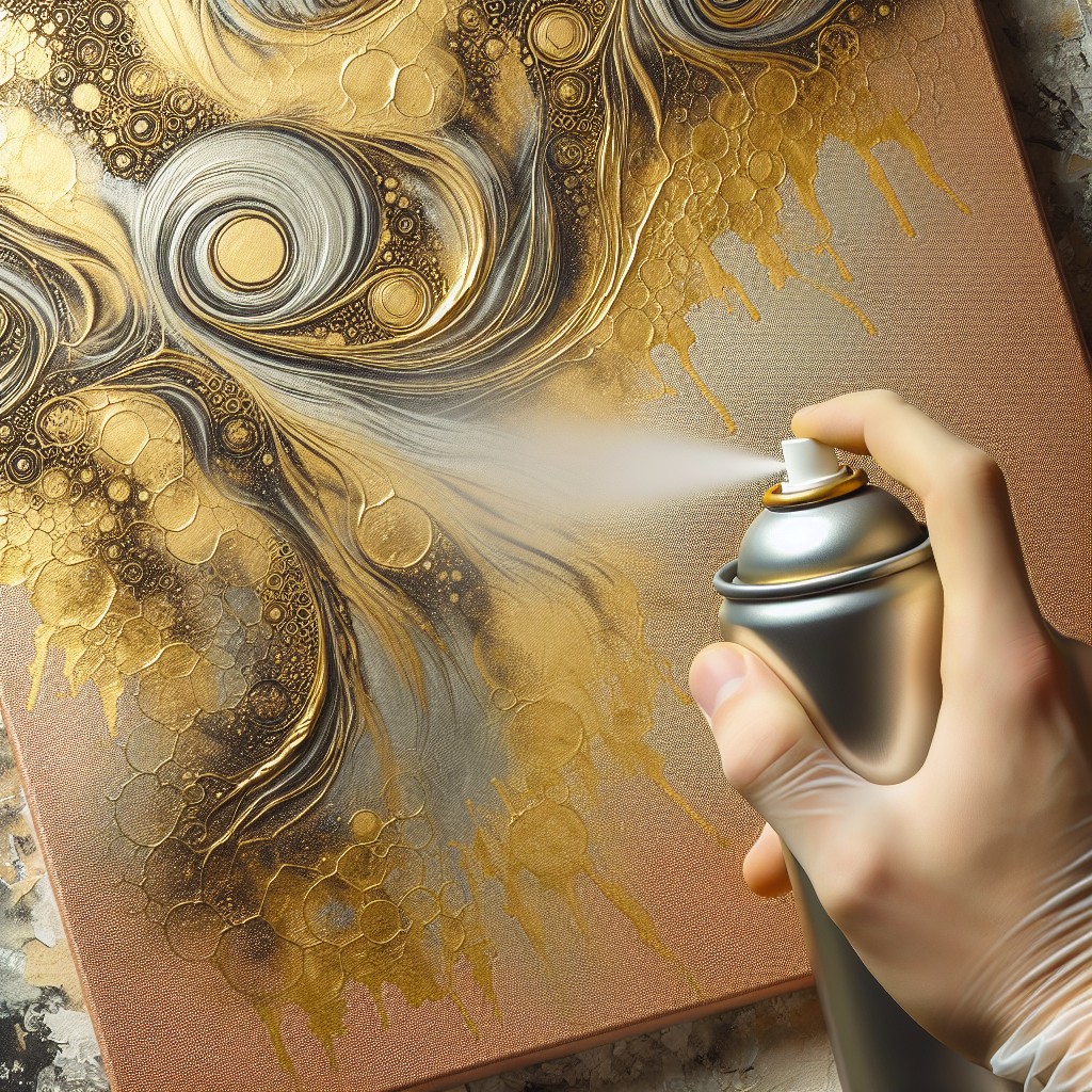artistically infuse gold paint on canvas