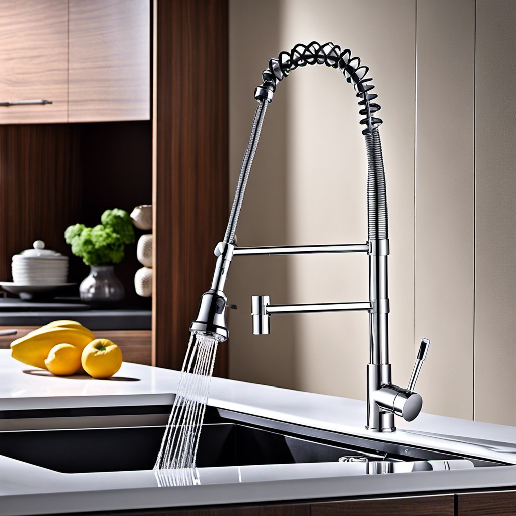auto retracting coil faucets for easy use and cleaner design
