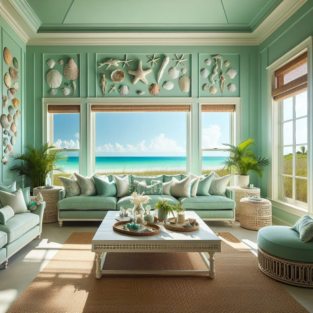 beach style decor with aqua amp sage green sofa settings