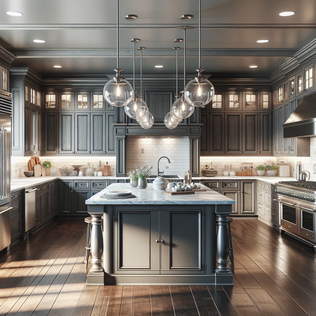 beautify your kitchen with dark cabinets and pastel countertops