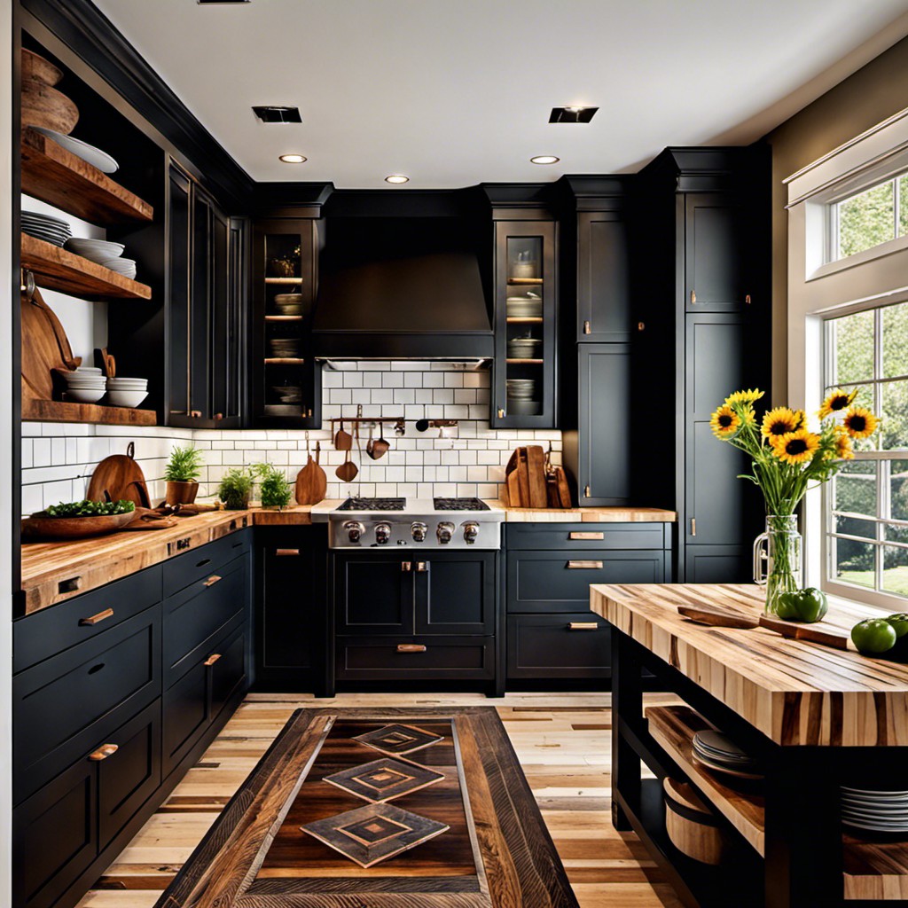 black butcher block countertops for a rustic feel