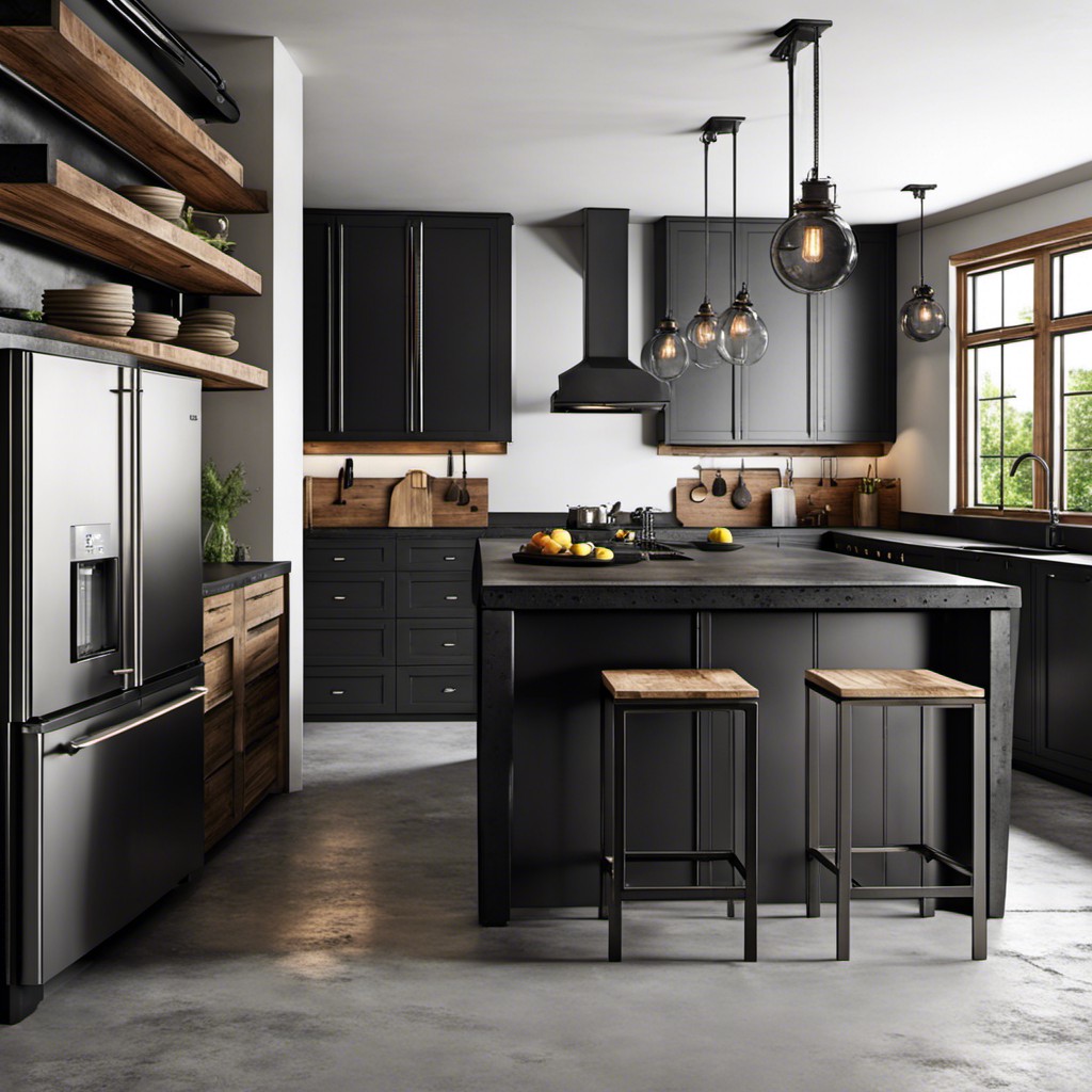 black concrete countertops for industrial look