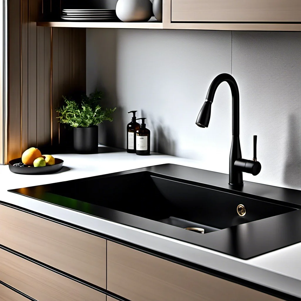 black countertop with undermount sink