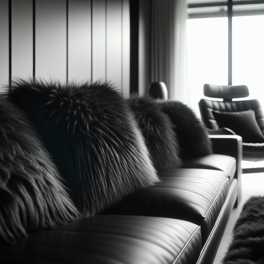 black faux fur pillows