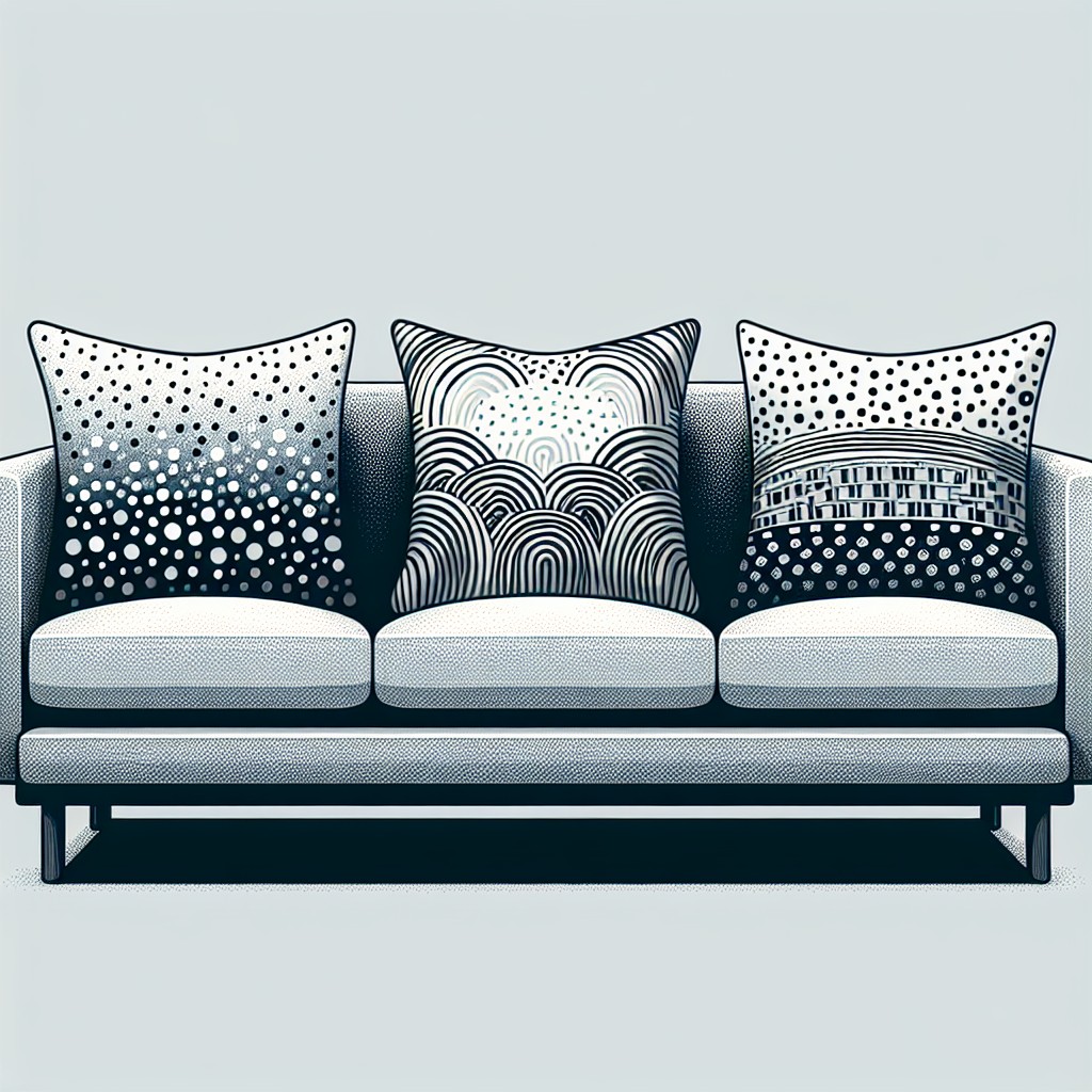 black pillows with abstract white patterns