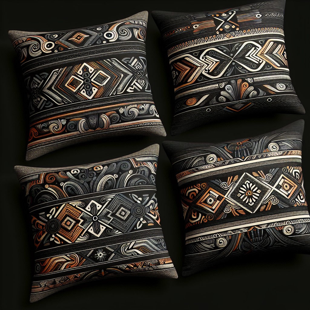 black tribal patterned pillows