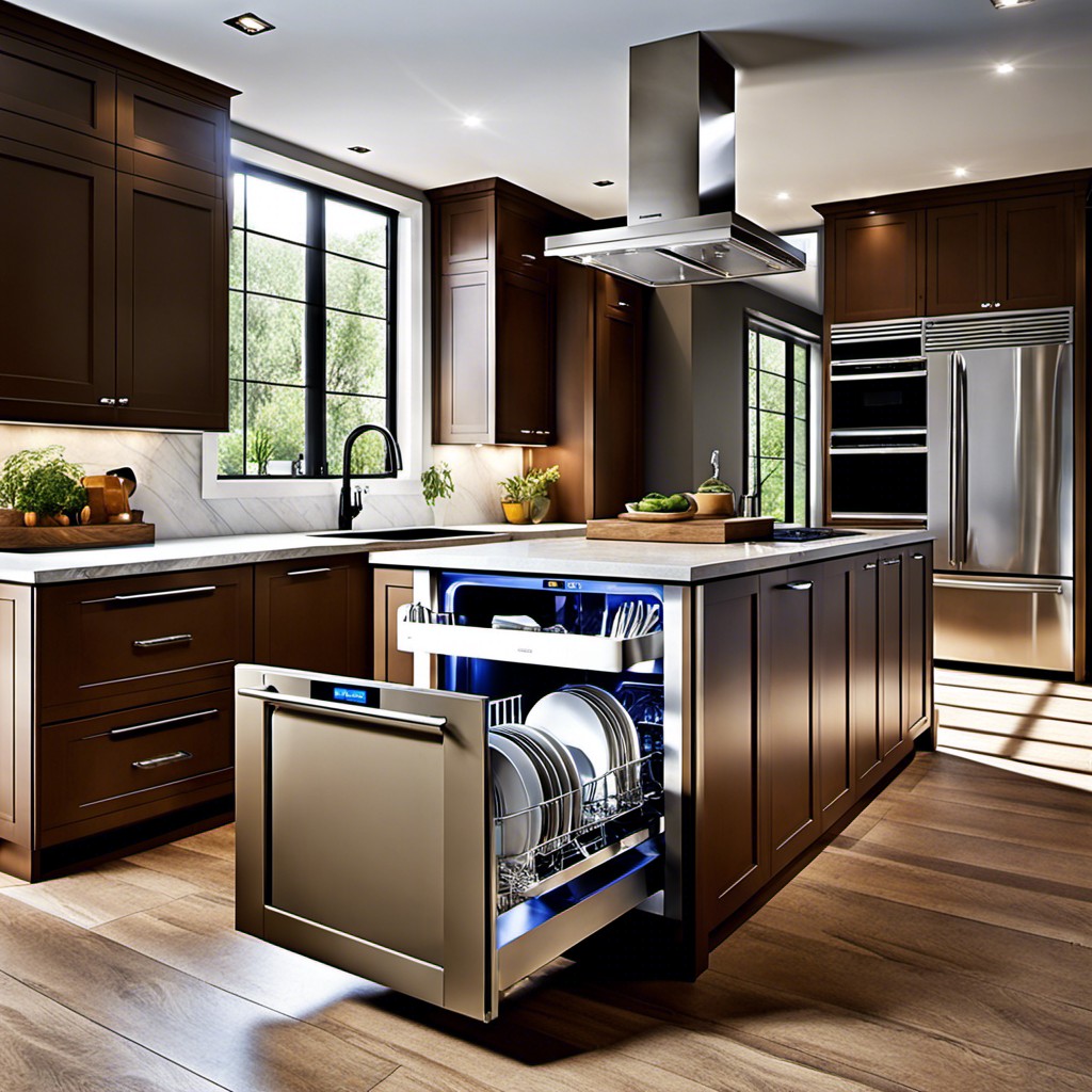 blend the dishwasher elegantly into the island with matching cabinetry