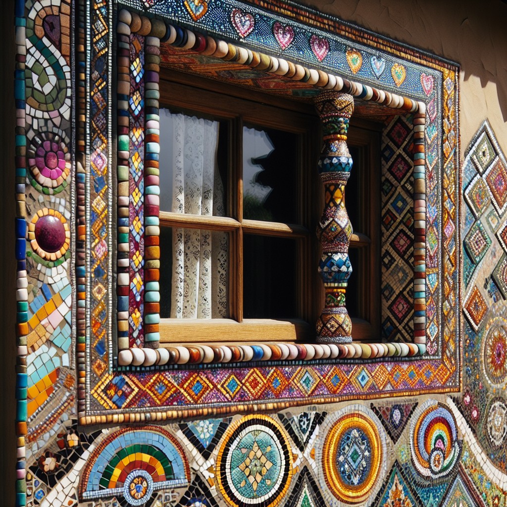 bohemian styled window trim with mosaic patterns