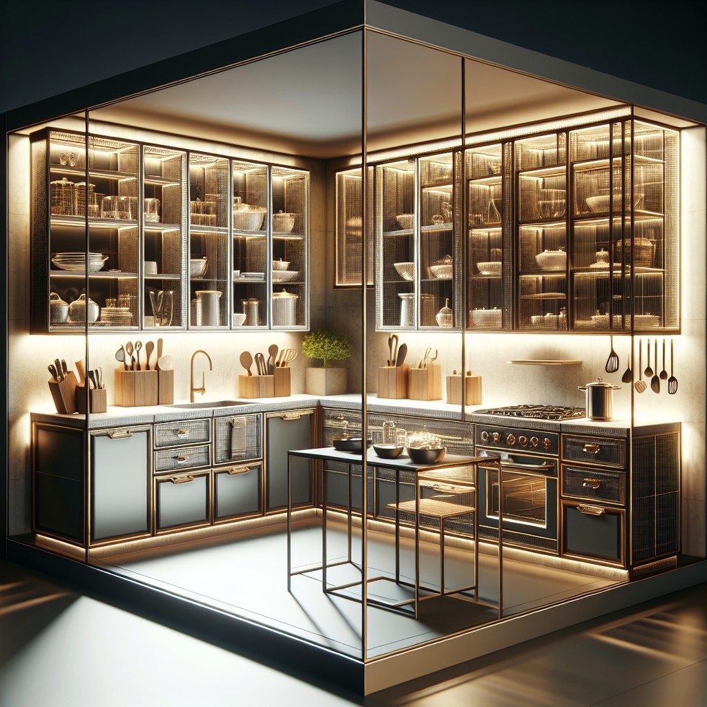 brass accented cabinets a touch of elegance in the kitchen