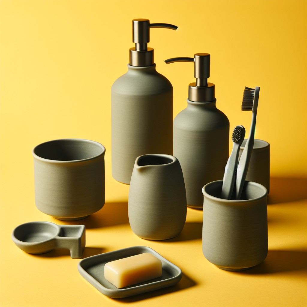 ceramic bathroom accessories set in muted gray