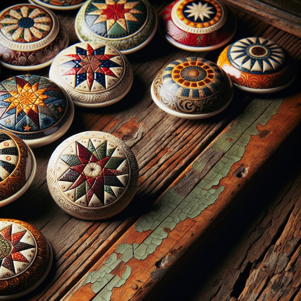ceramic knobs with classic american quilt patterns