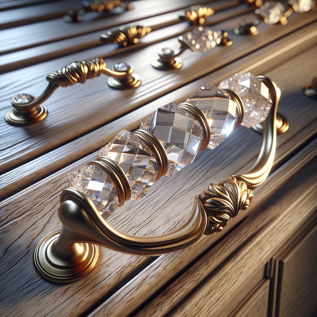 charming crystal and gold cabinet handles