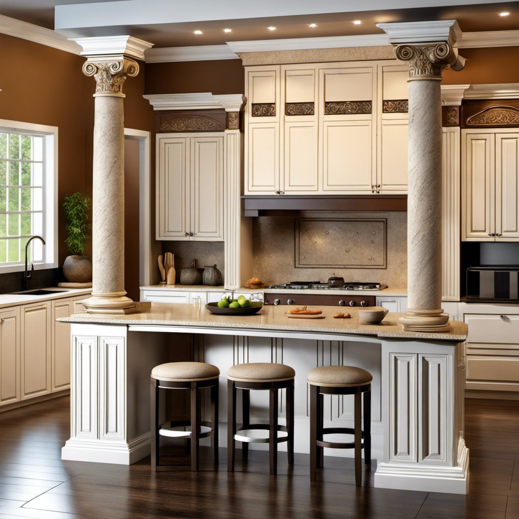 classical roman column design for kitchen island