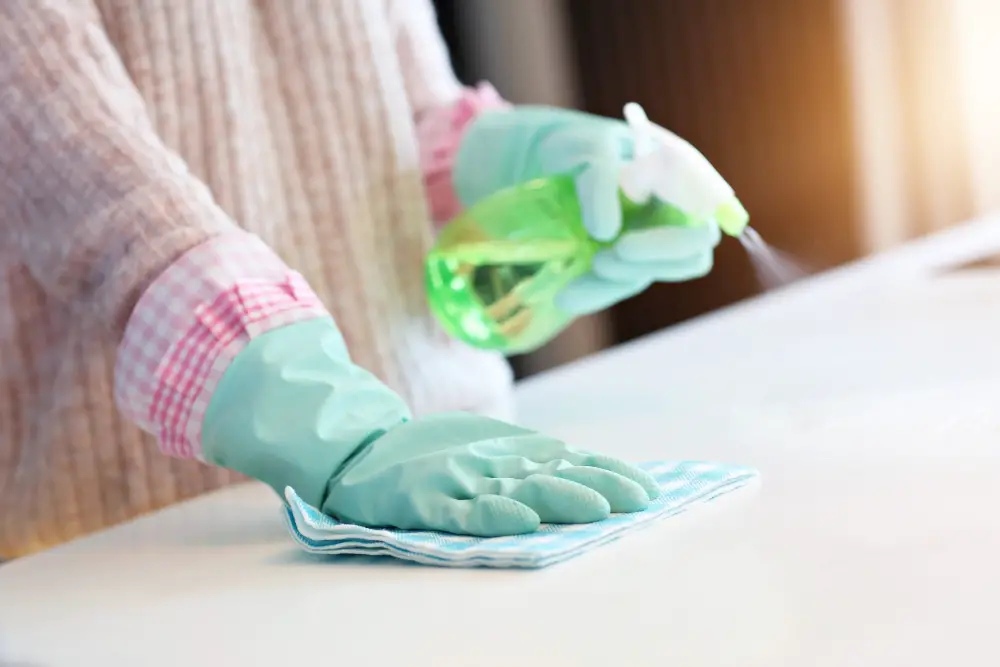 cleaning kitchen countertop
