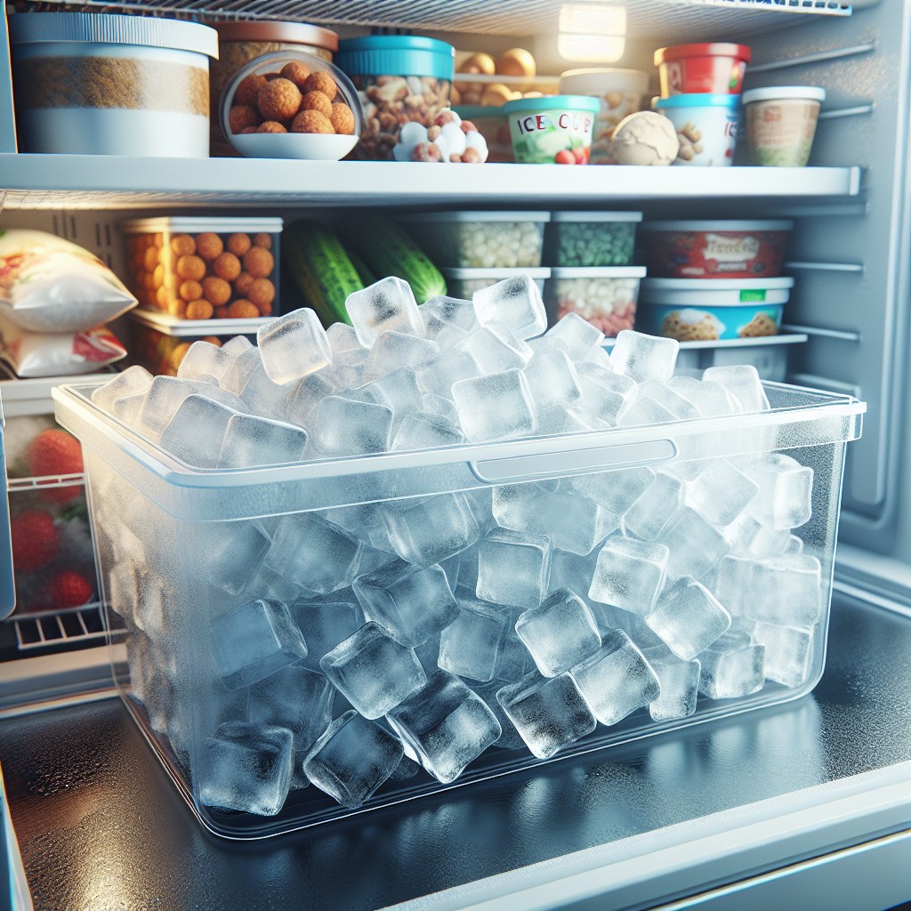 clear ice cube storage bins for easy visibility