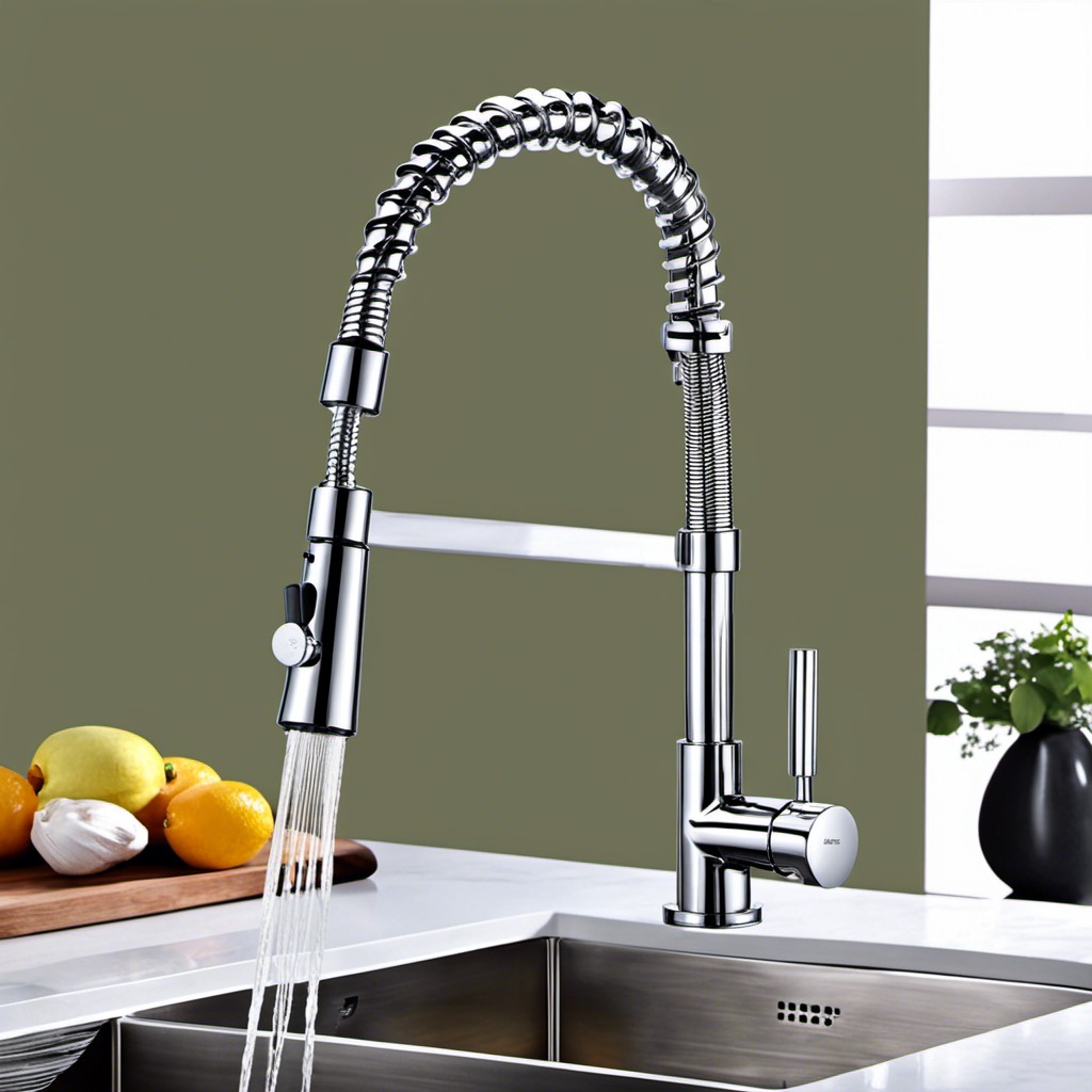 coil kitchen faucet with double handle design for better water temperament control