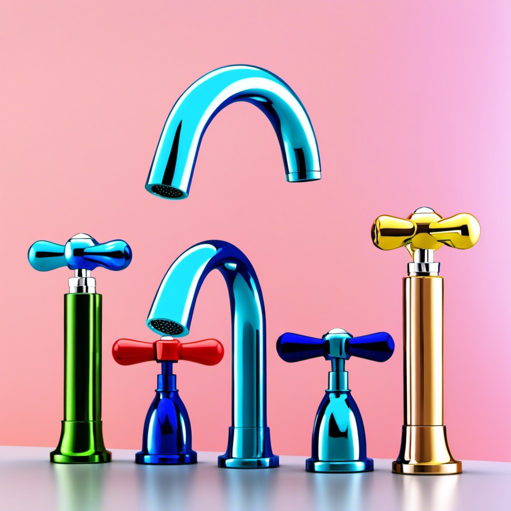 colorful faucets with separate handles for playful bathroom design