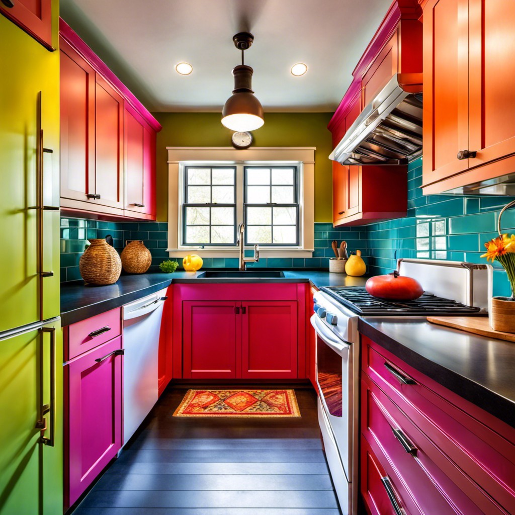 colorful lights – a quirky twist for galley kitchens